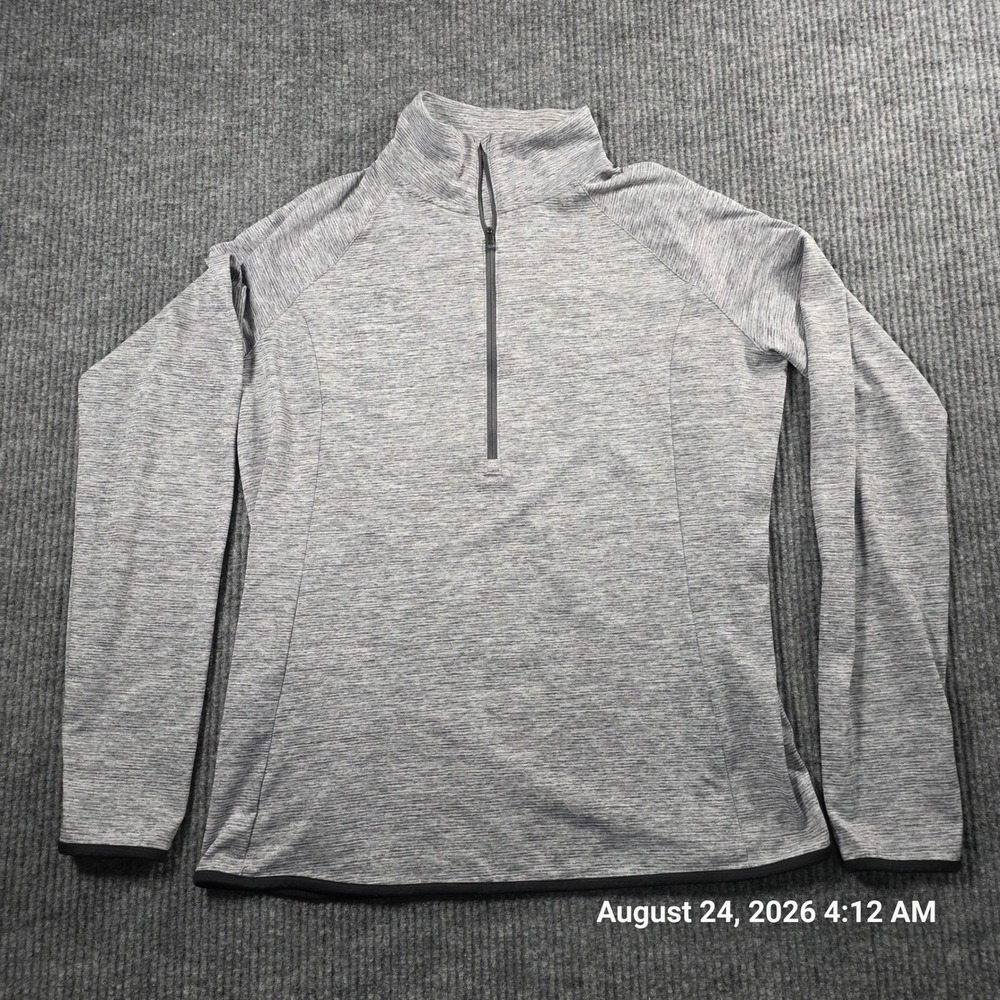 Under Armour Run Womens XL Grey Heathered Space Dye Quarter Zip Pullover Top
